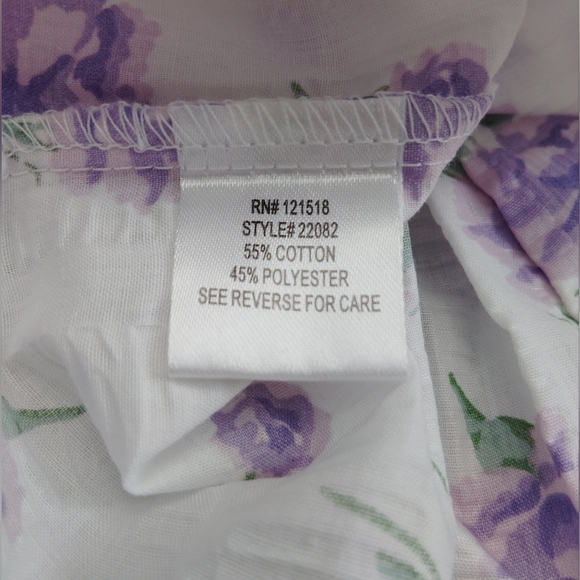 National Women's Lightweight Housecoat Mumu Pockets White Purple Floral Size 3X - Picture 8 of 11